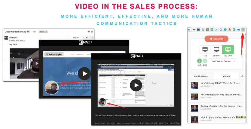 Examples of IMPACT using video in the sales process